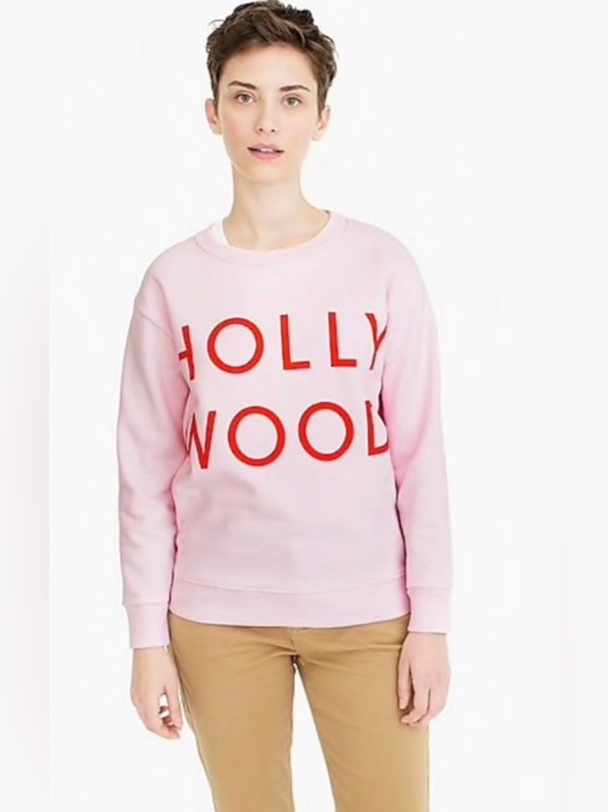 J. Crew Tops - J.Crew Hollywood sweatshirt | faded shell pink bright red lettering | Preowned